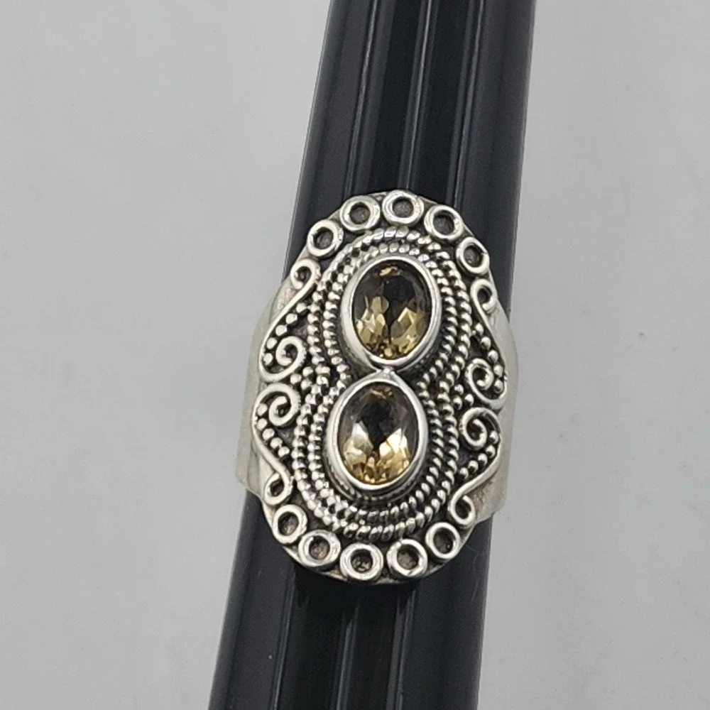Sterling Silver 925 Citrine‎ Ring Size 6.25